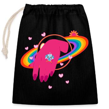 Rainbow - Diamond - Closable cotton gift bag (25x30cm) - black - Front