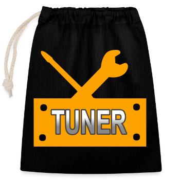 Voiture - Sac cadeau en coton avec cordon (25 x 30 cm) - noir - Devant