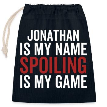 Jonathan ist mein Name Verderben ist mein Spiel - Verschließbarer Geschenkbeutel aus Baumwolle (25x30cm) - Navy - Vorne