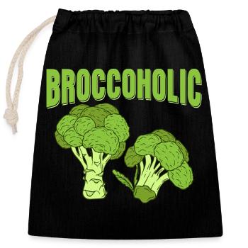 Broccoholic Broccoli Vegetable - Verschließbarer Geschenkbeutel aus Baumwolle (25x30cm) - Schwarz - Vorne