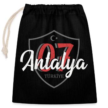 Antalya - Sac cadeau en coton avec cordon (25 x 30 cm) - noir - Devant