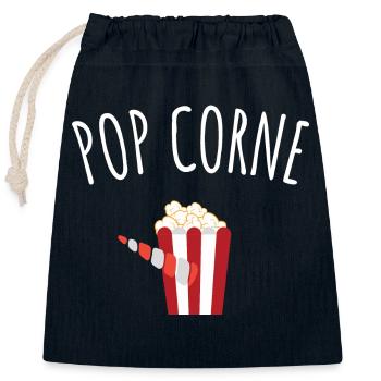 pop corne - Sac cadeau en coton avec cordon (25 x 30 cm) - bleu marine - Devant