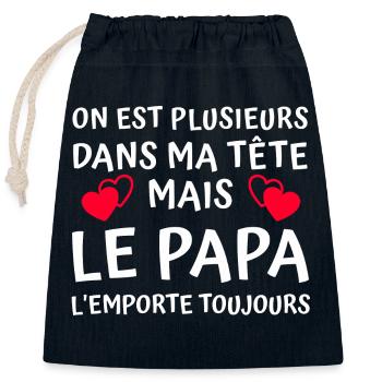 cadeau humour papa / meilleur papa - Sac cadeau en coton avec cordon (25 x 30 cm) - bleu marine - Devant