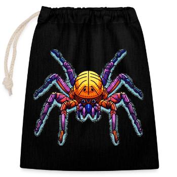 Animal comme araignée domestique colorée et colorée - Sac cadeau en coton avec cordon (25 x 30 cm) - noir - Devant