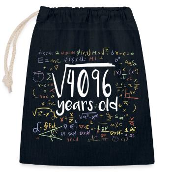 64th Birthday Square Root of 4096: 64 Years Old - Closable cotton gift bag (25x30cm) - navy - Front