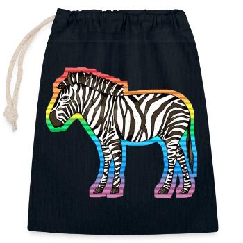 Zebra - Verschließbarer Geschenkbeutel aus Baumwolle (25x30cm) - Navy - Vorne