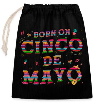 Né sur Cinco De Mayo Shirt Taco Anniversaire Mexicain - Sac cadeau en coton avec cordon (25 x 30 cm) - noir - Devant