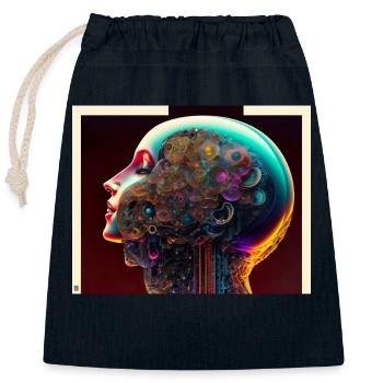Open thoughts - Closable cotton gift bag (25x30cm) - navy - Front