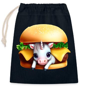 Einhorn Cheeseburger - Verschließbarer Geschenkbeutel aus Baumwolle (25x30cm) - Navy - Vorne