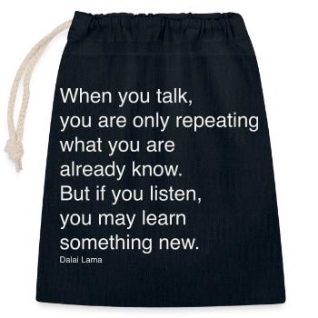 When you speak - Closable cotton gift bag (25x30cm) - navy - Front