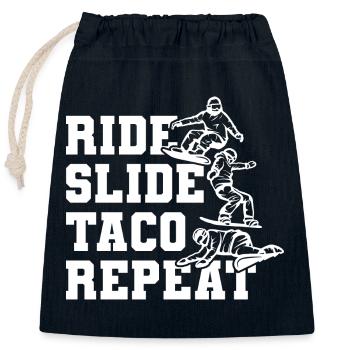 Snowboard Taco - Closable cotton gift bag (25x30cm) - navy - Front