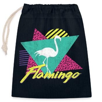 80s 90s Vintage Retro Flamingo T Shirt - Sac cadeau en coton avec cordon (25 x 30 cm) - bleu marine - Devant