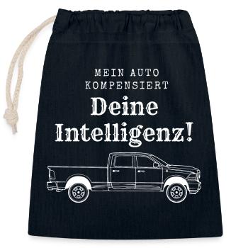 Mein Auto kompensiert - Verschließbarer Geschenkbeutel aus Baumwolle (25x30cm) - Navy - Vorne