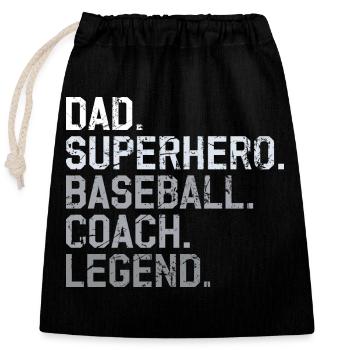 Baseball coach dad - Closable cotton gift bag (25x30cm) - black - Front