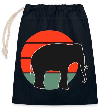 Design vintage de coucher de soleil d’éléphant - Sac cadeau en coton avec cordon (25 x 30 cm) - bleu marine - Devant