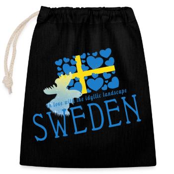 Schweden Sverige Suède - Sac cadeau en coton avec cordon (25 x 30 cm) - noir - Devant