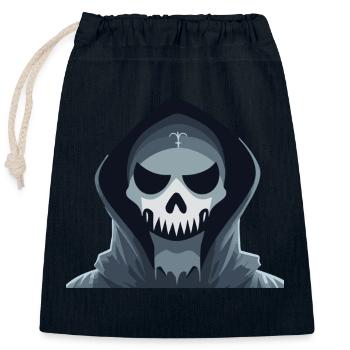 La Faucheuse bleue : le visage des ténèbres - Sac cadeau en coton avec cordon (25 x 30 cm) - bleu marine - Devant