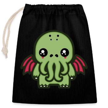 Niedlicher Cthulhu - Verschließbarer Geschenkbeutel aus Baumwolle (25x30cm) - Schwarz - Vorne