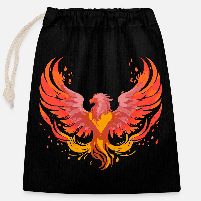 Phoenix Phönix - Closable cotton gift bag (25x30cm) - black