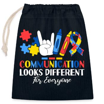 Communication Looks Different For Everyone ABA - Verschließbarer Geschenkbeutel aus Baumwolle (25x30cm) - Navy - Vorne