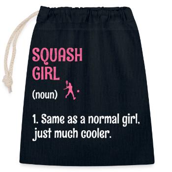 Squash Girl Squash Joueur de tennis Raquetball Sports - Sac cadeau en coton avec cordon (25 x 30 cm) - bleu marine - Devant
