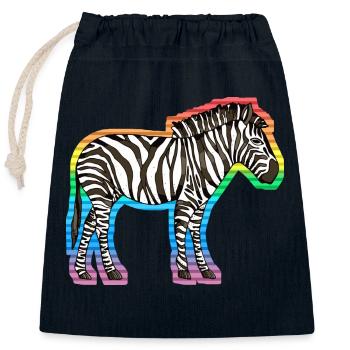 Zebra - Verschließbarer Geschenkbeutel aus Baumwolle (25x30cm) - Navy - Vorne