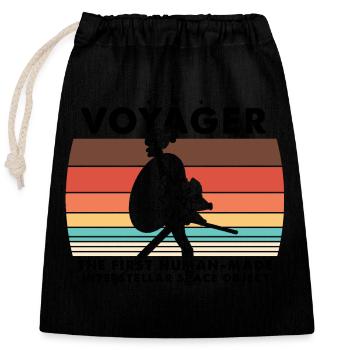 Voyager 1977 Retro Space Probe Mission - Closable cotton gift bag (25x30cm) - black - Front