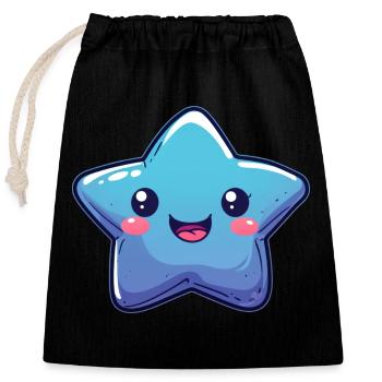 Star - Closable cotton gift bag (25x30cm) - black - Front