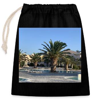 Palm tree - Closable cotton gift bag (25x30cm) - black - Front