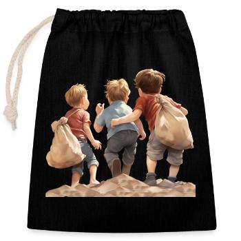 L’importance d’une enfance insouciante - Sac cadeau en coton avec cordon (25 x 30 cm) - noir - Devant