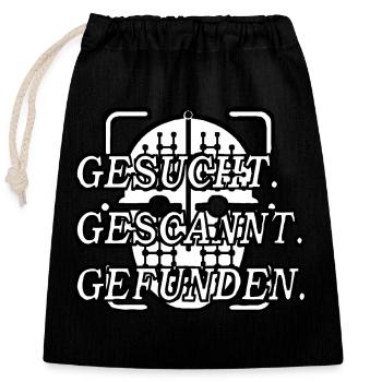 Cherché, scanné, trouvé - Sac cadeau en coton avec cordon (25 x 30 cm) - noir - Devant