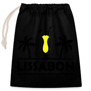 Lisbon - Closable cotton gift bag (25x30cm) - black - Front