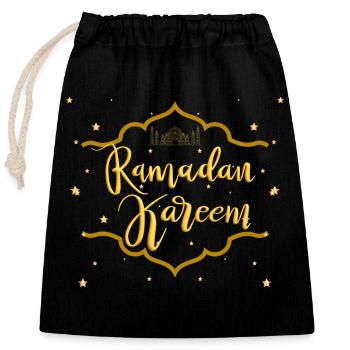 Ramadan Kareem Golden Stars - Closable cotton gift bag (25x30cm) - black - Front