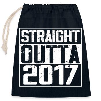 Straight Outta 2017 Cadeau Anniversaire 2017 Retro - Sac cadeau en coton avec cordon (25 x 30 cm) - bleu marine - Devant