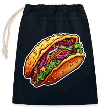 Tacos - Sac cadeau en coton avec cordon (25 x 30 cm) - bleu marine - Devant