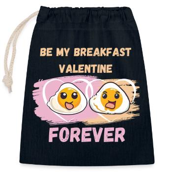 Breakfast Valentine - jolie tenue de la Saint-Valentin - Sac cadeau en coton avec cordon (25 x 30 cm) - bleu marine - Devant
