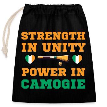 La force de l’unité, la puissance de Camogie - Sac cadeau en coton avec cordon (25 x 30 cm) - noir - Devant