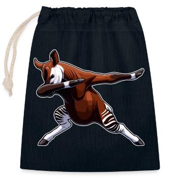 Okapi Tier Niedliches Okapi - Verschließbarer Geschenkbeutel aus Baumwolle (25x30cm) - Navy - Vorne