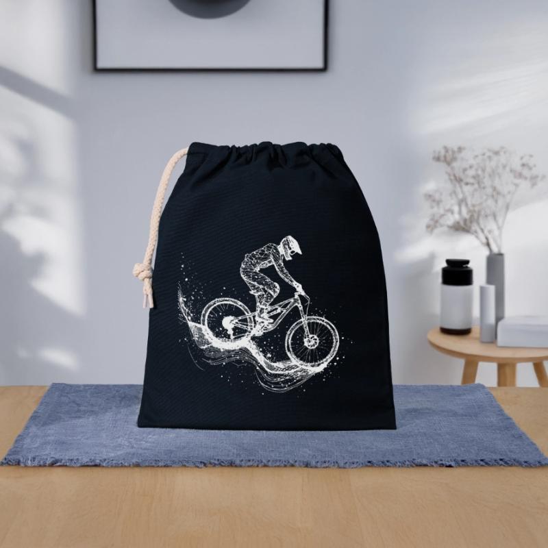 Mountainbiking Zeichnung Verschließbarer Geschenkbeutel aus Baumwolle (25x30cm)
