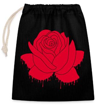 Graffiti d'une rose rouge - Sac cadeau en coton avec cordon (25 x 30 cm) - noir - Devant
