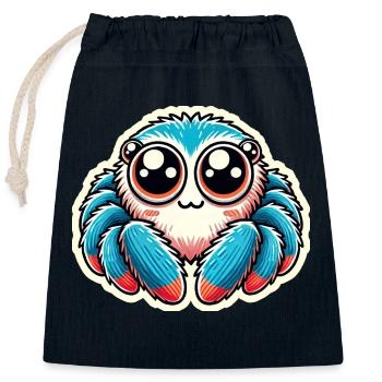 Mignon bleu rouge Jumping Spider est assis amical - Sac cadeau en coton avec cordon (25 x 30 cm) - bleu marine - Devant