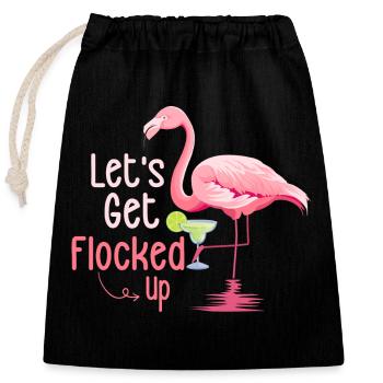Let's Get Flocked Up Flamingo Pink Bird - Verschließbarer Geschenkbeutel aus Baumwolle (25x30cm) - Schwarz - Vorne