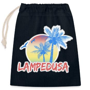 Lampedusa comme jour férié - Sac cadeau en coton avec cordon (25 x 30 cm) - bleu marine - Devant