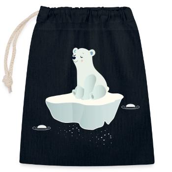 Ours polaire rêveur sur une banquise - Sac cadeau en coton avec cordon (25 x 30 cm) - bleu marine - Devant