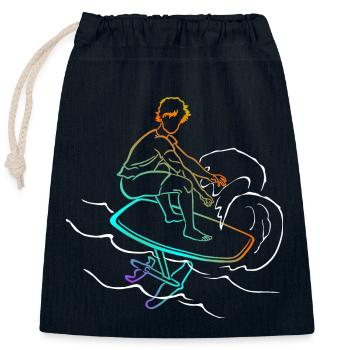 Foil Foiling Wing Sling Surf - Closable cotton gift bag (25x30cm) - navy - Front
