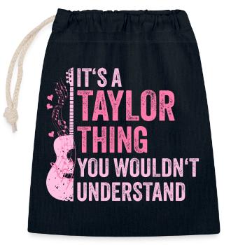 taylor thing 1 haha omg i hate the - Closable cotton gift bag (25x30cm) - navy - Front