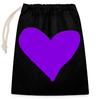 Coeur Violet Idée Cadeau Violet Coeur Amour - Sac cadeau en coton avec cordon (25 x 30 cm) - noir - Devant