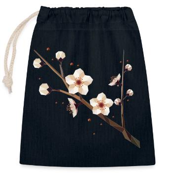 Pflaumenblüten-Zweig – Zarte Eleganz im Frühling - Verschließbarer Geschenkbeutel aus Baumwolle (25x30cm) - Navy - Vorne
