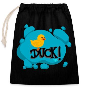 Duck! -CB - Closable cotton gift bag (25x30cm) - black - Front