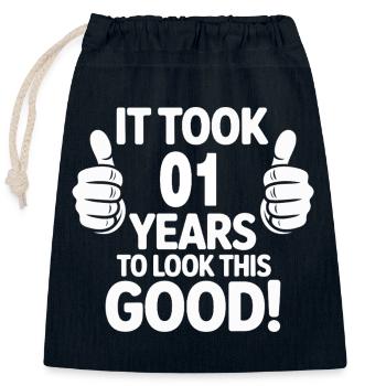 Célébration 1er anniversaire Mains Graphique - Sac cadeau en coton avec cordon (25 x 30 cm) - bleu marine - Devant